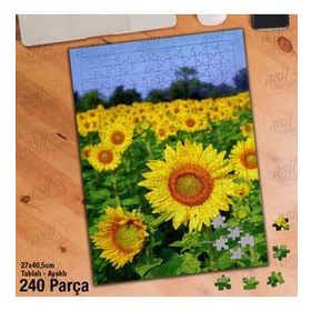 Asil Hobi Ayçiçeği-Tarla-Bitki-Peyzaj-Doğa Yapboz-Ayak Destekli Çerçeveli 240 Parça Puzzle