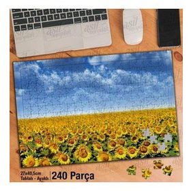 Asil Hobi Ayçiçeği Tarlası-Gökyüzü-Doğa Yapboz-Ayak Destekli Çerçeveli 240 Parça Puzzle