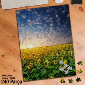 Asil Hobi Ayçiçeği Tarlası-Tarım-Gökyüzü-Manzara-Yapboz-Ayak Destekli 240 Parça Puzzle