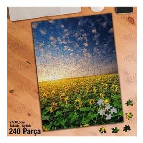 Asil Hobi Ayçiçeği Tarlası-Tarım-Gökyüzü-Manzara-Yapboz-Ayak Destekli 240 Parça Puzzle