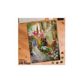 Asil Hobi Bahçe-Renkli Çiçekler-Eskitme-Nostalji Yapboz-Ayak Destekli Çerçeveli 240 Parça Puzzle