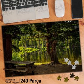 Asil Hobi Bank-Göl-Park-Sonbahar-Peyzaj Yapboz-Ayak Destekli Çerçeveli 240 Parça Puzzle