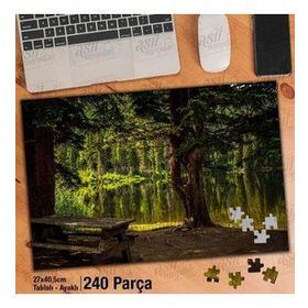 Asil Hobi Bank-Göl-Park-Sonbahar-Peyzaj Yapboz-Ayak Destekli Çerçeveli 240 Parça Puzzle