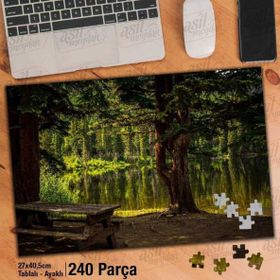 Asil Hobi Bank-Göl-Park-Sonbahar-Peyzaj Yapboz-Ayak Destekli Çerçeveli 240 Parça Puzzle
