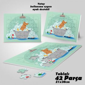 Asil Hobi Banyo Vakti-Sevimli Köpek-Çocuklar İçin Eğitici Yapboz-Ayak Destekli 42 Parça Puzzle