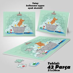 Asil Hobi Banyo Vakti-Sevimli Köpek-Çocuklar İçin Eğitici Yapboz-Ayak Destekli 42 Parça Puzzle