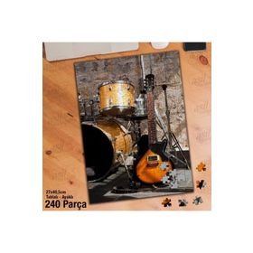 Asil Hobi Bas Gitar-Bateri-Enstruman Yapboz-Ayak Destekli Çerçeveli 240 Parça Puzzle