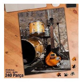 Asil Hobi Bas Gitar-Bateri-Enstruman Yapboz-Ayak Destekli Çerçeveli 240 Parça Puzzle