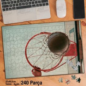 Asil Hobi Basketball-Pota-Smaç-Sayı-Spor Yapboz-Ayak Destekli Çerçeveli 240 Parça Puzzle