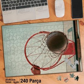 Asil Hobi Basketball-Pota-Smaç-Sayı-Spor Yapboz-Ayak Destekli Çerçeveli 240 Parça Puzzle
