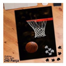 Asil Hobi Basketbol-Pota-Top-Maç Yapboz-Ayak Destekli Çerçeveli 240 Parça Puzzle