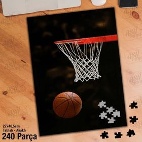 Asil Hobi Basketbol-Pota-Top-Maç Yapboz-Ayak Destekli Çerçeveli 240 Parça Puzzle