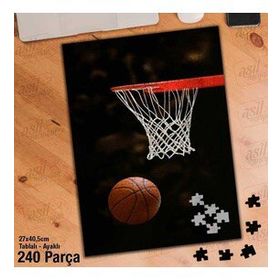 Asil Hobi Basketbol-Pota-Top-Maç Yapboz-Ayak Destekli Çerçeveli 240 Parça Puzzle