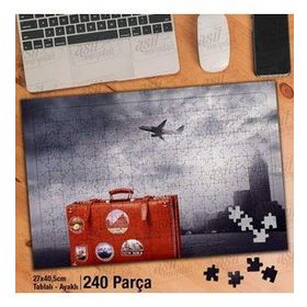 Asil Hobi Bavul-Uçak-Seyahat-Tatil-Şehir Yapboz-Ayak Destekli Çerçeveli 240 Parça Puzzle