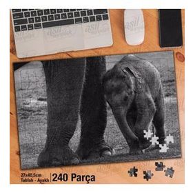 Asil Hobi Bebek Fil-Doğa-Hayvan Yapboz-Ayak Destekli Çerçeveli 240 Parça Puzzle