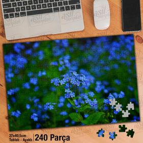 Asil Hobi Beni Unutma Çiçeği-Mavi Çiçek-Kır Yapboz-Ayak Destekli Çerçeveli 240 Parça Puzzle