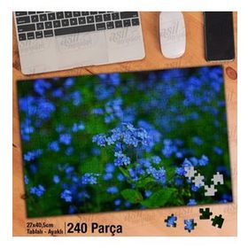 Asil Hobi Beni Unutma Çiçeği-Mavi Çiçek-Kır Yapboz-Ayak Destekli Çerçeveli 240 Parça Puzzle