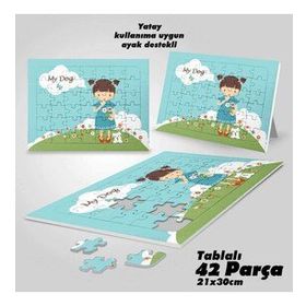 Asil Hobi Benim Köpeğim-Sevimli Kız-Çocuklar İçin Eğitici Yapboz-Ayak Destekli 42 Parça Puzzle