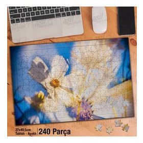 Asil Hobi Beyaz Çiçek-Çift Pozlama-Beyaz Yapboz-Ayak Destekli Çerçeveli 240 Parça Puzzle