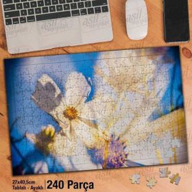 Asil Hobi Beyaz Çiçek-Çift Pozlama-Beyaz Yapboz-Ayak Destekli Çerçeveli 240 Parça Puzzle