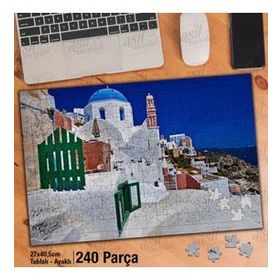 Asil Hobi Beyaz Evler-Kule-Mimari-Manzara Yapboz-Ayak Destekli Çerçeveli 240 Parça Puzzle