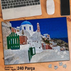 Asil Hobi Beyaz Evler-Kule-Mimari-Manzara Yapboz-Ayak Destekli Çerçeveli 240 Parça Puzzle