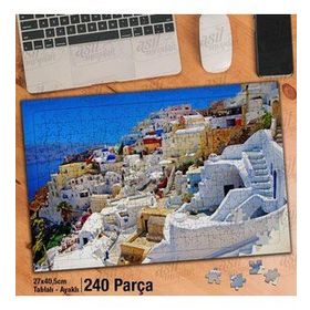 Asil Hobi Beyaz Evler-Taş Yapı-Mimari Yapboz-Ayak Destekli Çerçeveli 240 Parça Puzzle