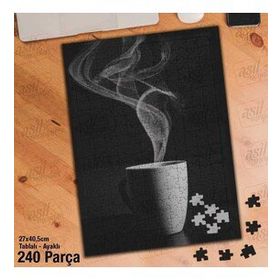 Asil Hobi Beyaz Kahve Fincanı-Sıcak-Duman Yapboz-Ayak Destekli Çerçeveli 240 Parça Puzzle