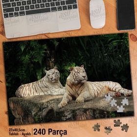 Asil Hobi Beyaz Kaplan-Afrika-Tropikal Orman Yapboz-Ayak Destekli Çerçeveli 240 Parça Puzzle