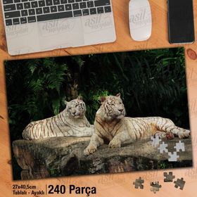 Asil Hobi Beyaz Kaplan-Afrika-Tropikal Orman Yapboz-Ayak Destekli Çerçeveli 240 Parça Puzzle