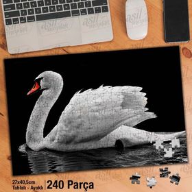 Asil Hobi Beyaz Kuğu-Göl-Yansıma-Doğa Yapboz-Ayak Destekli Çerçeveli 240 Parça Puzzle