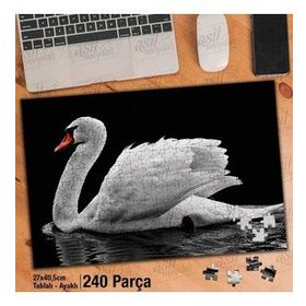 Asil Hobi Beyaz Kuğu-Göl-Yansıma-Doğa Yapboz-Ayak Destekli Çerçeveli 240 Parça Puzzle