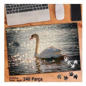Asil Hobi Beyaz Kuğu-Parlayan Deniz-Göl-Güneş Yapboz-Ayak Destekli Çerçeveli 240 Parça Puzzle