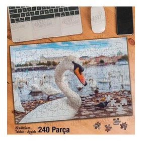 Asil Hobi Beyaz Kuğu-Sahil Kenarı-Kuş-Doğa-Manzara-Yapboz-Ayak Destekli 240 Parça Puzzle