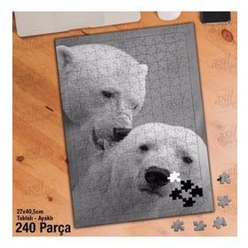 Asil Hobi Beyaz Kutup Ayıları-Doğa-Hayvanlar Yapboz-Ayak Destekli Çerçeveli 240 Parça Puzzle