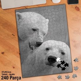 Asil Hobi Beyaz Kutup Ayıları-Doğa-Hayvanlar Yapboz-Ayak Destekli Çerçeveli 240 Parça Puzzle