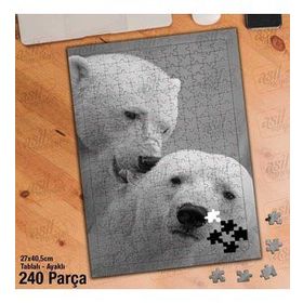 Asil Hobi Beyaz Kutup Ayıları-Doğa-Hayvanlar Yapboz-Ayak Destekli Çerçeveli 240 Parça Puzzle