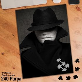 Asil Hobi Beyaz Maskeli Adam-Siyah Şapka-Gizemli Yapboz-Ayak Destekli Çerçeveli 240 Parça Puzzle