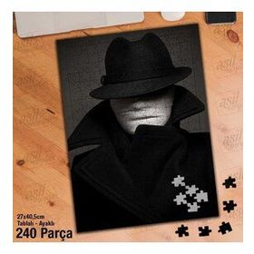 Asil Hobi Beyaz Maskeli Adam-Siyah Şapka-Gizemli Yapboz-Ayak Destekli Çerçeveli 240 Parça Puzzle