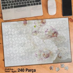 Asil Hobi Beyaz Orkide-Zarif-Çiçek-Bitki Yapboz-Ayak Destekli Çerçeveli 240 Parça Puzzle
