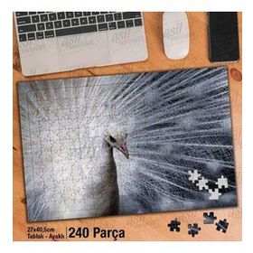 Asil Hobi Beyaz Tüylü Tavus Kuşu-Doğa-Hayvan Yapboz-Ayak Destekli Çerçeveli 240 Parça Puzzle