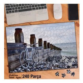 Asil Hobi Bisiklet-Çakıl Taşları-Deniz-İskele Yapboz-Ayak Destekli Çerçeveli 240 Parça Puzzle