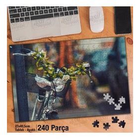 Asil Hobi Bisiklet-Çiçekler-Retro Yapboz-Ayak Destekli Çerçeveli 240 Parça Puzzle