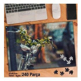 Asil Hobi Bisiklet-Çiçekler-Retro Yapboz-Ayak Destekli Çerçeveli 240 Parça Puzzle