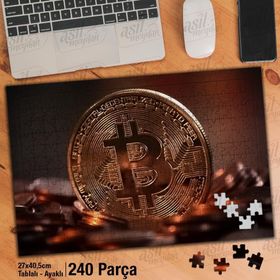 Asil Hobi Bitcoin-Para Birimi Yapboz-Ayak Destekli Çerçeveli 240 Parça Puzzle