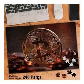 Asil Hobi Bitcoin-Para Birimi Yapboz-Ayak Destekli Çerçeveli 240 Parça Puzzle