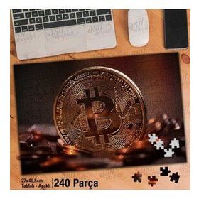 Asil Hobi Bitcoin-Para Birimi Yapboz-Ayak Destekli Çerçeveli 240 Parça Puzzle