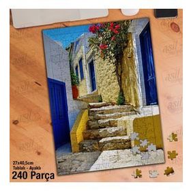 Asil Hobi Bodrum Evleri-Çiçekler-Yazlık-Mimari Yapboz-Ayak Destekli Çerçeveli 240 Parça Puzzle