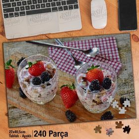 Asil Hobi Böğürtlen-Çilek-Krema-Tatlı-Yiyecek Yapboz-Ayak Destekli Çerçeveli 240 Parça Puzzle