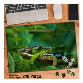 Asil Hobi Bukalemun-Amazon-Orman-Hayvan Yapboz-Ayak Destekli Çerçeveli 240 Parça Puzzle